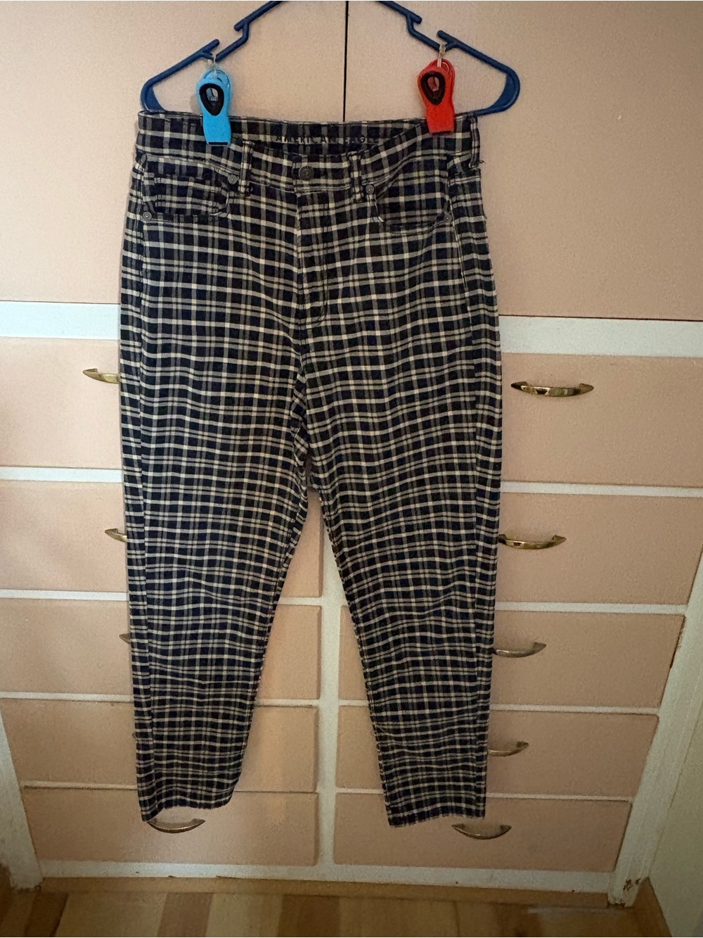American Eagle Outfitters Black and White Plaid Chinos